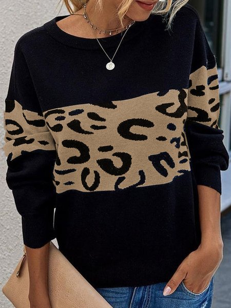 Leopard Color-block Long Sleeves Crew Neck Plus Size Casual Women Sweaters, Black-coffee, Knitwear & Sweaters
Leopard Color-block Long Sleeves Crew Neck Plus Size Casual Women Sweaters, Black-coffee, Knitwear & Sweaters