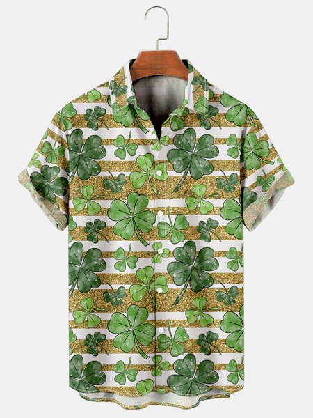 Mens St Patrick's Day Shamrock Print Casual Breathable Short Sleeve Hawaiian Shirts, White, Men's Floral shirt
Mens St Patrick's Day Shamrock Print Casual Breathable Short Sleeve Hawaiian Shirts, White, Men's Floral shirt