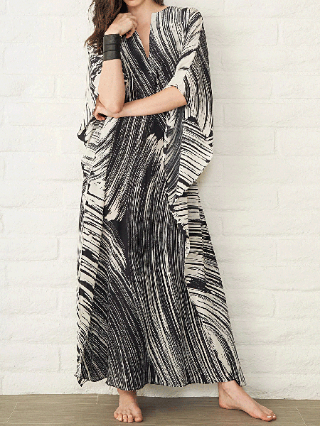 Black line seaside vacation beach skirt loose dress blouse, As picture, Maxi Dresses
Black line seaside vacation beach skirt loose dress blouse, As picture, Maxi Dresses