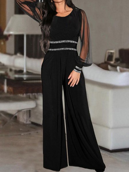 Mesh Patchwork Plain Long Sleeve Crew Neck Plus Size Casual Jumpsuits, Black, Jumpsuits
Mesh Patchwork Plain Long Sleeve Crew Neck Plus Size Casual Jumpsuits, Black, Jumpsuits