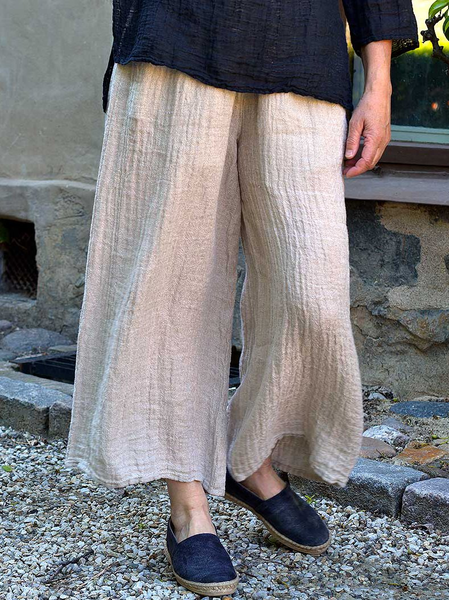Plain Loosen Pants, Beige, Pants