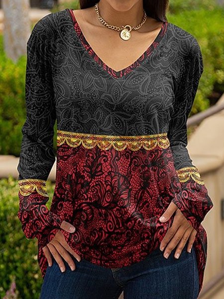 Paisley Printed Long Sleeves V Neck Plus Size Casual Tunic Tops, Multicolor, T-Shirts
Paisley Printed Long Sleeves V Neck Plus Size Casual Tunic Tops, Multicolor, T-Shirts