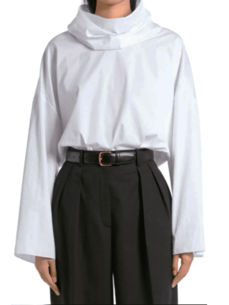 Spring Cowl Neck Casual Loosen Daily Household Lightweight Tops, White, Tops