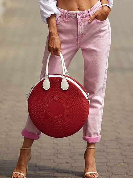 Plus size Casual Plain Denim Pants, Pink, Jeans