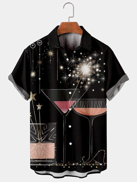 Men's New Year Printed Casual Breathable Short Sleeve Shirt, Black, Men's Floral shirt
Men's New Year Printed Casual Breathable Short Sleeve Shirt, Black, Men's Floral shirt