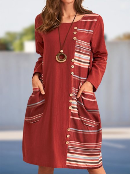 Color-block Striped Crew Neck Long Sleeve Pockets Casual Dresses, Multicolor, Midi Dresses
Color-block Striped Crew Neck Long Sleeve Pockets Casual Dresses, Multicolor, Midi Dresses