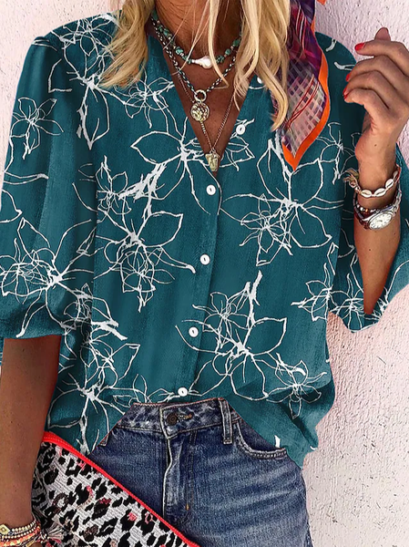 Women's Floral Theme Blouse Shirt Floral Button Print Standing Collar Casual Streetwear Tops, Green, Shirts & Blouses
Women's Floral Theme Blouse Shirt Floral Button Print Standing Collar Casual Streetwear Tops, Green, Shirts & Blouses