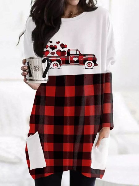 Valentine's Day Checked/Plaid Printed Pockets Loosen Casual Shirts & Tops, White, Tops
Valentine's Day Checked/Plaid Printed Pockets Loosen Casual Shirts & Tops, White, Tops