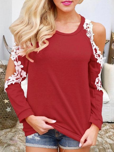 Valentine's Day Lace Plain Long Sleeve Crew Neck Plus Size Casual Women Tops, Red, Tops
Valentine's Day Lace Plain Long Sleeve Crew Neck Plus Size Casual Women Tops, Red, Tops