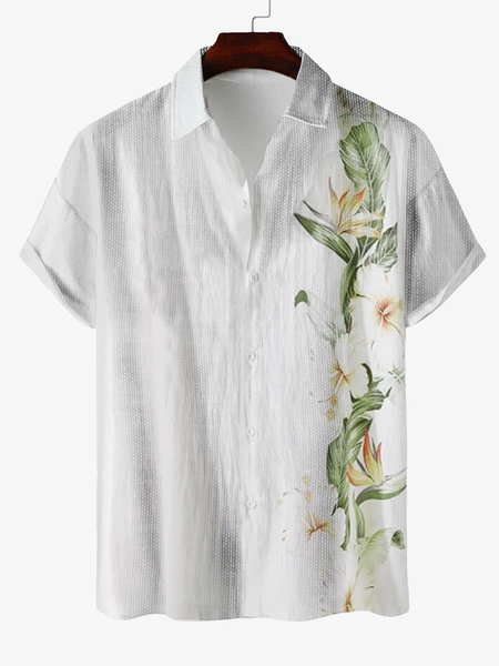 Hawaii Plant Cotton Casual Shirts With Short Sleeves, White, Men's Floral shirt
Hawaii Plant Cotton Casual Shirts With Short Sleeves, White, Men's Floral shirt