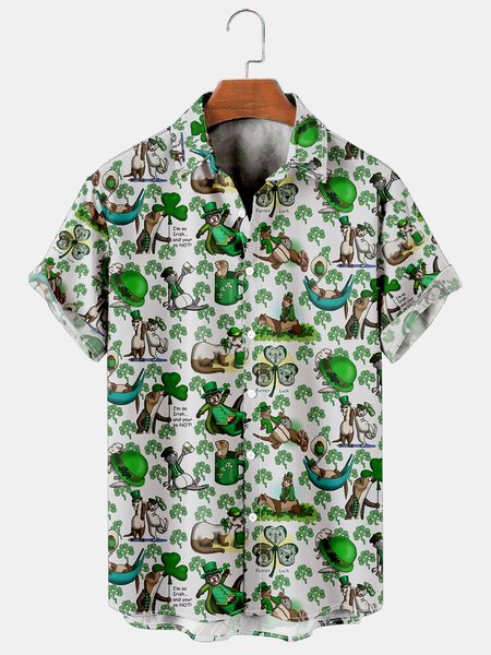 Holiday Leisure St. Patrick's Day Element Four-Leaf Clover And Character Pattern Hawaiian Print Shirt Top, As picture, Men's Floral shirt
Holiday Leisure St. Patrick's Day Element Four-Leaf Clover And Character Pattern Hawaiian Print Shirt Top, As picture, Men's Floral shirt
