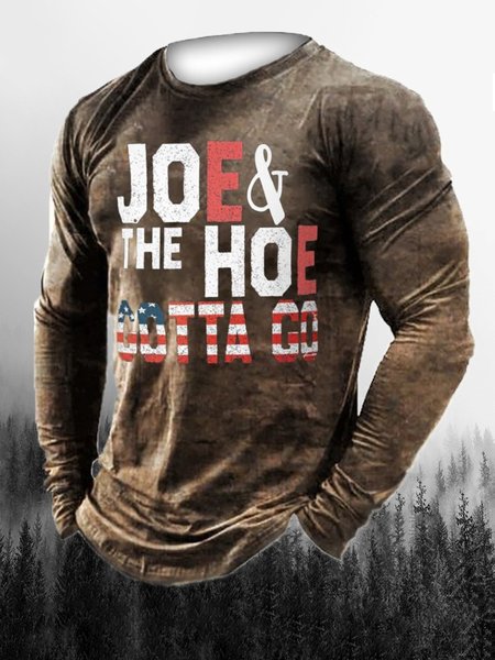 Men's Text American Flag Element Graphic Print Round Neck Long-Sleeved Tee, Brown, T-shirt
Men's Text American Flag Element Graphic Print Round Neck Long-Sleeved Tee, Brown, T-shirt