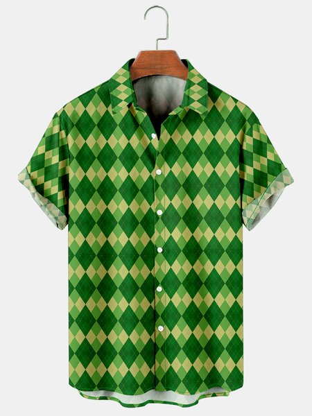 Holiday Leisure St. Patrick's Day Element Diamond Pattern Hawaiian Style Printed Shirt Top, Green, Men's Floral shirt
Holiday Leisure St. Patrick's Day Element Diamond Pattern Hawaiian Style Printed Shirt Top, Green, Men's Floral shirt