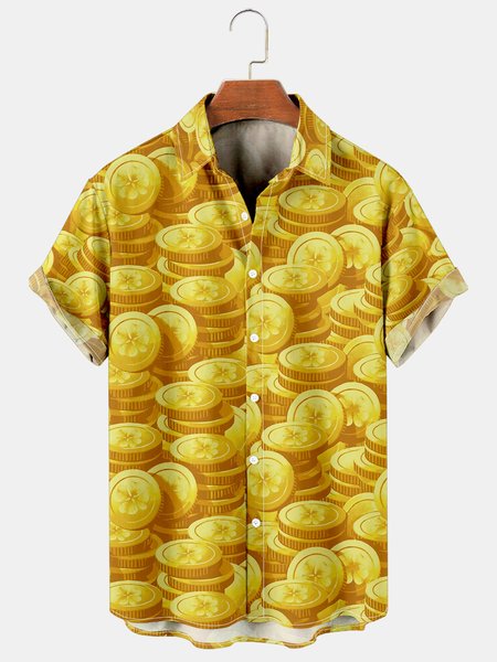 Mens St Patrick's Day Gold Coins Shamrock Print Casual Breathable Short Sleeve Hawaiian Shirts, Golden, Men's Floral shirt
Mens St Patrick's Day Gold Coins Shamrock Print Casual Breathable Short Sleeve Hawaiian Shirts, Golden, Men's Floral shirt