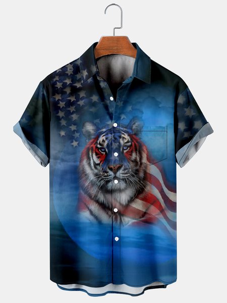 American flag tiger print short-sleeved shirt, As picture, Short Sleeves Shirts
American flag tiger print short-sleeved shirt, As picture, Short Sleeves Shirts