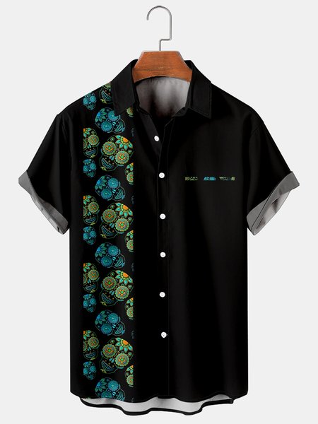Holiday Casual Vintage Floral And Skull Pattern Hawaiian Style Printed Shirt Top, Black, Men's Floral shirt
Holiday Casual Vintage Floral And Skull Pattern Hawaiian Style Printed Shirt Top, Black, Men's Floral shirt