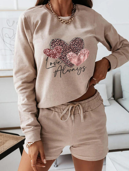 Leopard Heart Letter Print Casual Plus Size Sweatshirts & Two-Piece Outfits Set, Khaki, Suit Set
Leopard Heart Letter Print Casual Plus Size Sweatshirts & Two-Piece Outfits Set, Khaki, Suit Set