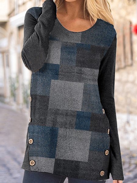 Regular Fit Casual T-shirt, Gray, Tops