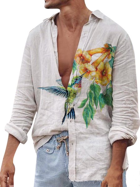 Men's Cotton And Linen Floral Toucan Long Sleeve Shirt, White, Shirts & Blouse
Men's Cotton And Linen Floral Toucan Long Sleeve Shirt, White, Shirts & Blouse
