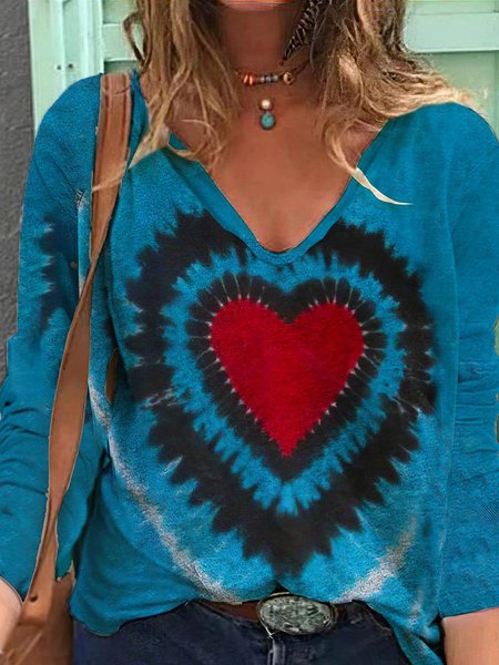 Plus Size Long sleeve V-neck geometric gradient love loose shirt, Blue, Tops
Plus Size Long sleeve V-neck geometric gradient love loose shirt, Blue, Tops