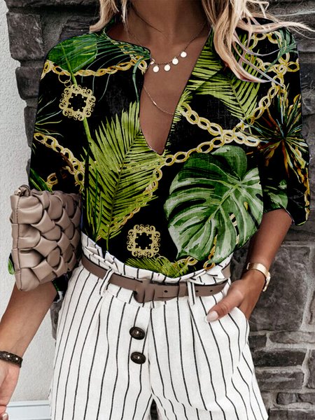 Floral iron chain print stand collar long sleeve design casual shirt for women, Multicolor, Shirts & Blouses
Floral iron chain print stand collar long sleeve design casual shirt for women, Multicolor, Shirts & Blouses