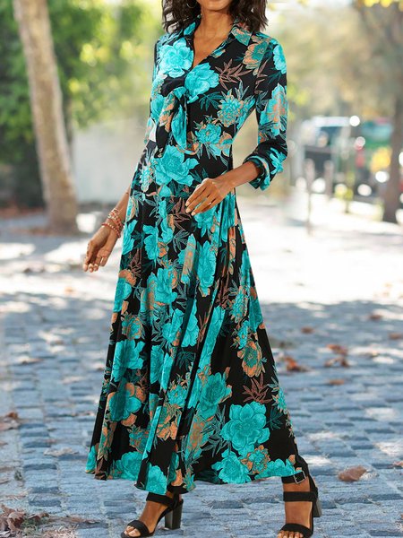 Casual Floral Print Long sleeve Shirt Collar Maxi Dresses, Green, Floral Dresses
Casual Floral Print Long sleeve Shirt Collar Maxi Dresses, Green, Floral Dresses
