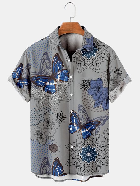 Mens Butterfly Print Casual Breathable Chest Pocket Short Sleeve Hawaiian Shirts, Gray, Men's Floral shirt
Mens Butterfly Print Casual Breathable Chest Pocket Short Sleeve Hawaiian Shirts, Gray, Men's Floral shirt