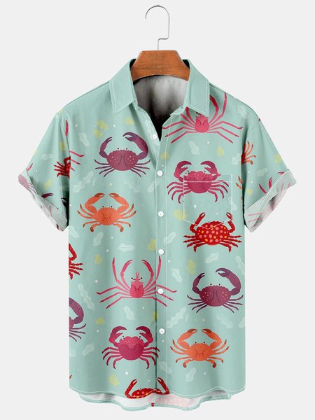 Mens Sea Life Crabe Print Casual Breathable Chest Pocket Short Sleeve Hawaiian Shirts, Blue, Men's Floral shirt
Mens Sea Life Crabe Print Casual Breathable Chest Pocket Short Sleeve Hawaiian Shirts, Blue, Men's Floral shirt