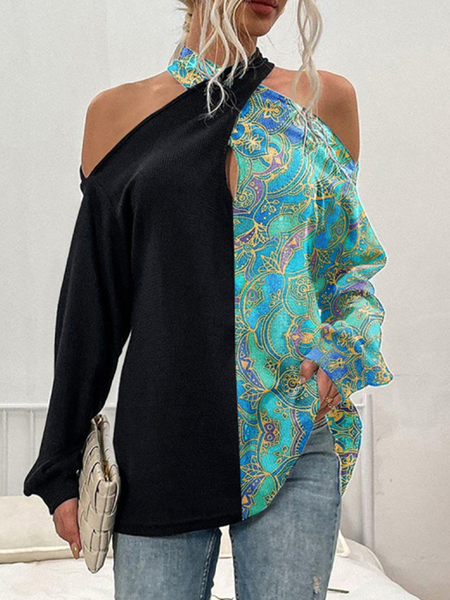 Long sleeve hanging neck off shoulder perspective plain color no pattern stitching retro geometric flower print loose top T-shirt Plus Size, Black, Long sleeve tops
Long sleeve hanging neck off shoulder perspective plain color no pattern stitching retro geometric flower print loose top T-shirt Plus Size, Black, Long sleeve tops