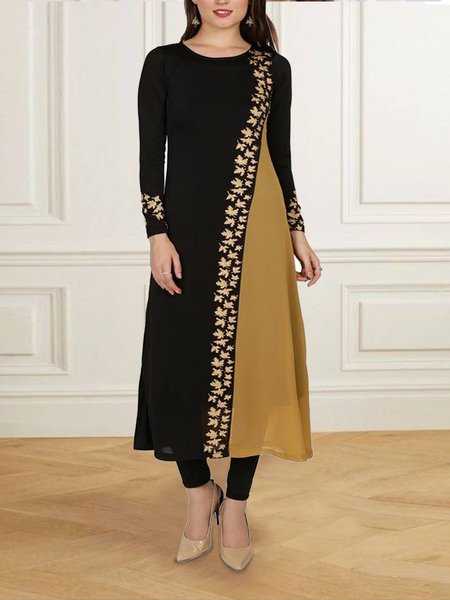 Casual round neck geometric color block holiday home dress, Multicolor, Maxi Dresses
Casual round neck geometric color block holiday home dress, Multicolor, Maxi Dresses