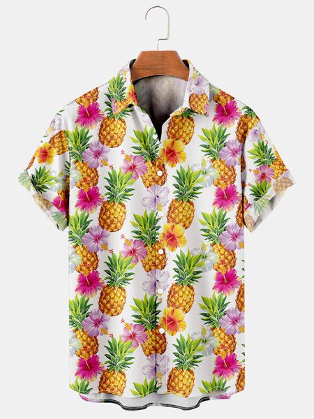 Resort Style Hawaiian Pineapple Flower Animal Pattern Lapel Short-Sleeved Shirt Print Top, Multicolor, Men's Floral shirt
Resort Style Hawaiian Pineapple Flower Animal Pattern Lapel Short-Sleeved Shirt Print Top, Multicolor, Men's Floral shirt