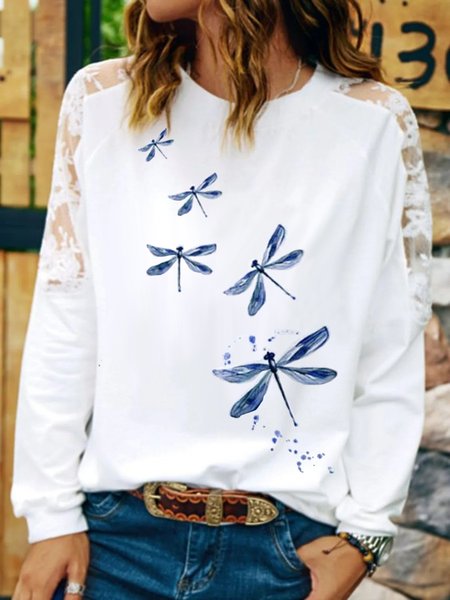 Loosen Dragonfly Casual Shirts & Tops, White, Tops