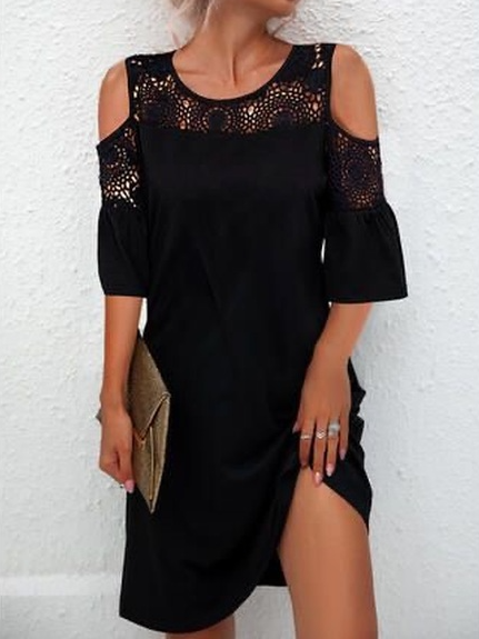 Plain Short sleeve Cotton Blends Crew Neck Regular Fit Casual Vacation Knee Dresses, Black, Mini Dresses
Plain Short sleeve Cotton Blends Crew Neck Regular Fit Casual Vacation Knee Dresses, Black, Mini Dresses