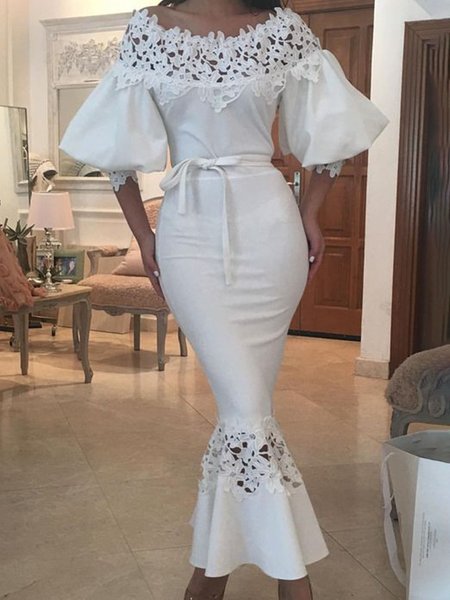Off The Shoulder Floral Skinny Maxi Dress, White, Maxi Dresses