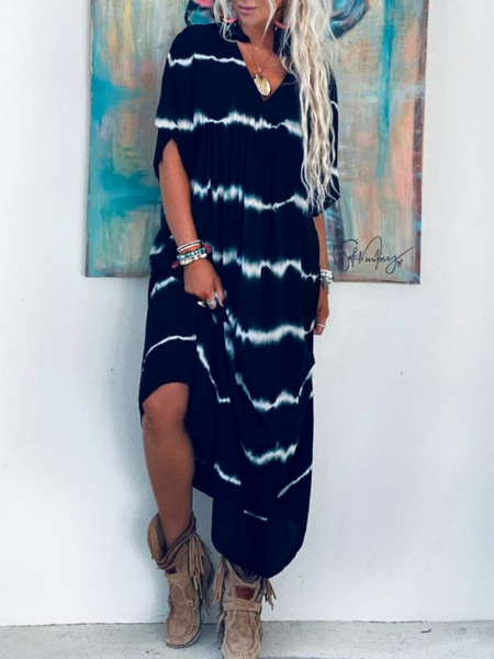 Striped V Neck Regular Fit Cotton Blends Dresses, Black, Casual Dresses
Striped V Neck Regular Fit Cotton Blends Dresses, Black, Casual Dresses