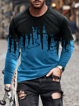 Casual round neck long-sleeved 3D gradient printing Slim pullover men's T-shirt, As picture, T-shirt
Casual round neck long-sleeved 3D gradient printing Slim pullover men's T-shirt, As picture, T-shirt