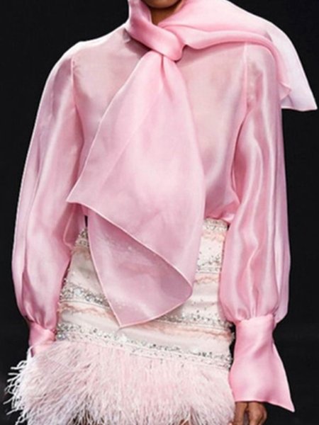 Date Holiday Daily Plain Elegant Regular Fit Top, Pink, Tops