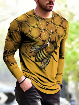Casual Round Neck Long Sleeve 3D Honeycomb Digital Printing Slim Pullover Men's T-shirt, As picture, T-shirt
Casual Round Neck Long Sleeve 3D Honeycomb Digital Printing Slim Pullover Men's T-shirt, As picture, T-shirt