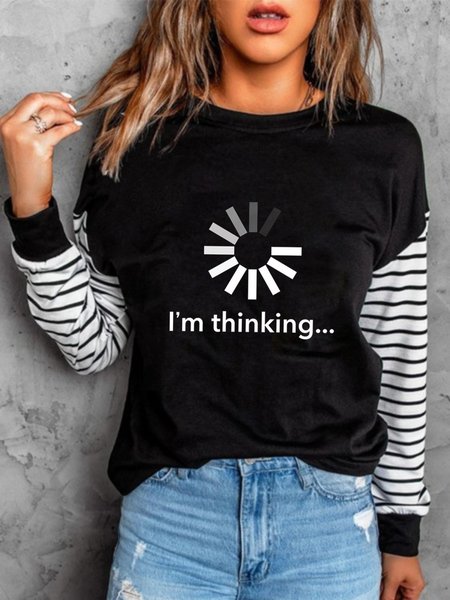 I'm Thinking Long Sleeve Round Neck Plus Size Printed Tops T-shirts, Black, T-Shirts
I'm Thinking Long Sleeve Round Neck Plus Size Printed Tops T-shirts, Black, T-Shirts