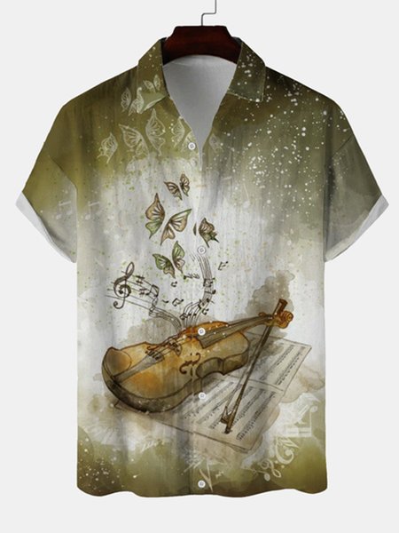 The Violin Music National Style Butterfly Tattoo leisure Cotton Striped Shirts With Short Sleeves, As picture, Men's Floral shirt
The Violin Music National Style Butterfly Tattoo leisure Cotton Striped Shirts With Short Sleeves, As picture, Men's Floral shirt