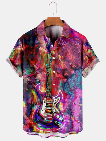 Mens Rock Roll Punk Guitar Print Casual Breathable Chest Pocket Short Sleeve Hawaiian Shirts, Red, Men's Floral shirt
Mens Rock Roll Punk Guitar Print Casual Breathable Chest Pocket Short Sleeve Hawaiian Shirts, Red, Men's Floral shirt