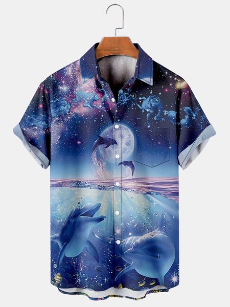 Mens Dolphin Marine Life Print Casual Breathable Chest Pocket Short Sleeve Hawaiian Shirts, Blue, Men's Floral shirt
Mens Dolphin Marine Life Print Casual Breathable Chest Pocket Short Sleeve Hawaiian Shirts, Blue, Men's Floral shirt