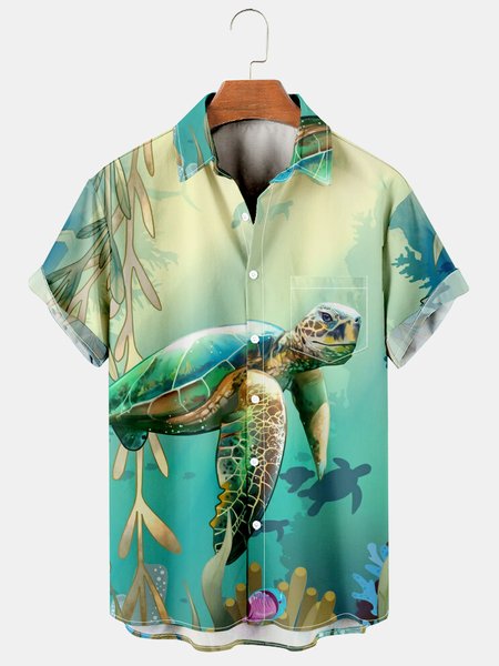 Mens Sea Life Sea Turtles Print Casual Breathable Chest Pocket Short Sleeve Hawaiian Shirts, Blue, Men's Floral shirt
Mens Sea Life Sea Turtles Print Casual Breathable Chest Pocket Short Sleeve Hawaiian Shirts, Blue, Men's Floral shirt