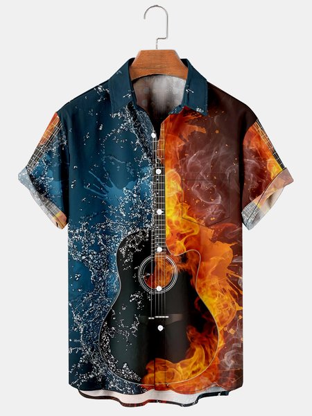 Mens Music Rock Roll Punk Guitar Print Casual Breathable Chest Pocket Short Sleeve Hawaiian Shirts, Blue, Men's Floral shirt
Mens Music Rock Roll Punk Guitar Print Casual Breathable Chest Pocket Short Sleeve Hawaiian Shirts, Blue, Men's Floral shirt