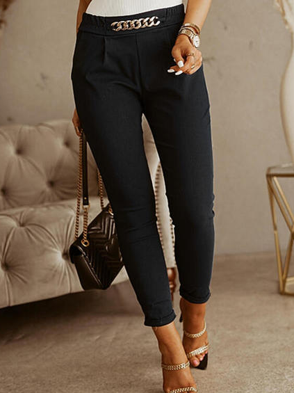 Black elegant tights with elastic waistband with golden thick chain Regular Fit Pants, Pants
Black elegant tights with elastic waistband with golden thick chain Regular Fit Pants, Pants