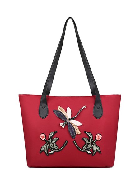 Dragonfly Floral Embroidery Beaded Pearl Pendant Elegant Tote Bag, Red, Women's Bags
Dragonfly Floral Embroidery Beaded Pearl Pendant Elegant Tote Bag, Red, Women's Bags