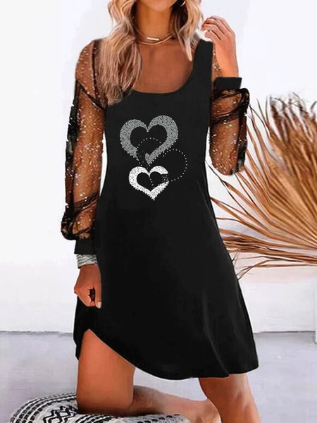Casual Mesh Stitching Long Sleeve V Neck Mini Dresses, Black, Casual Dresses
Casual Mesh Stitching Long Sleeve V Neck Mini Dresses, Black, Casual Dresses