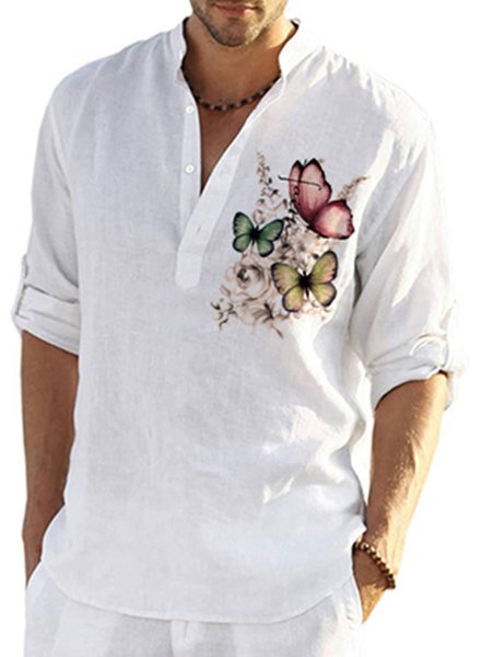 Retro Casual Butterfly Print Casual Cotton And Linen Shirt, As picture, Shirts & Blouse
Retro Casual Butterfly Print Casual Cotton And Linen Shirt, As picture, Shirts & Blouse