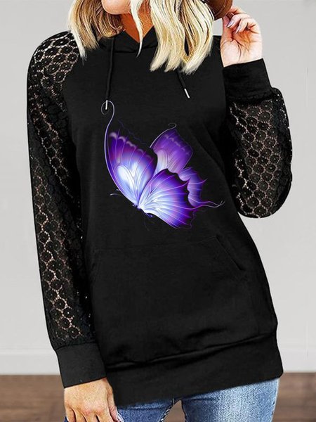 Lace Butterfly Printed Pocket Casual Loosen Hooded Sweatshirt, Black, Hoodies & Sweatshirts
Lace Butterfly Printed Pocket Casual Loosen Hooded Sweatshirt, Black, Hoodies & Sweatshirts