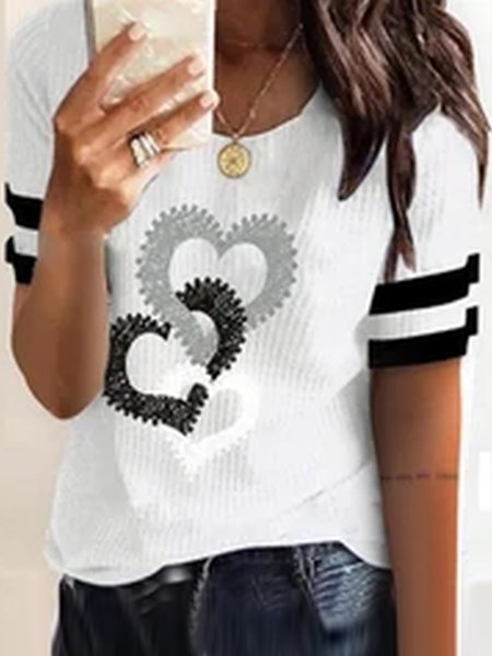 Elegant Loosen Floral Shirts & Tops, White, Tops
